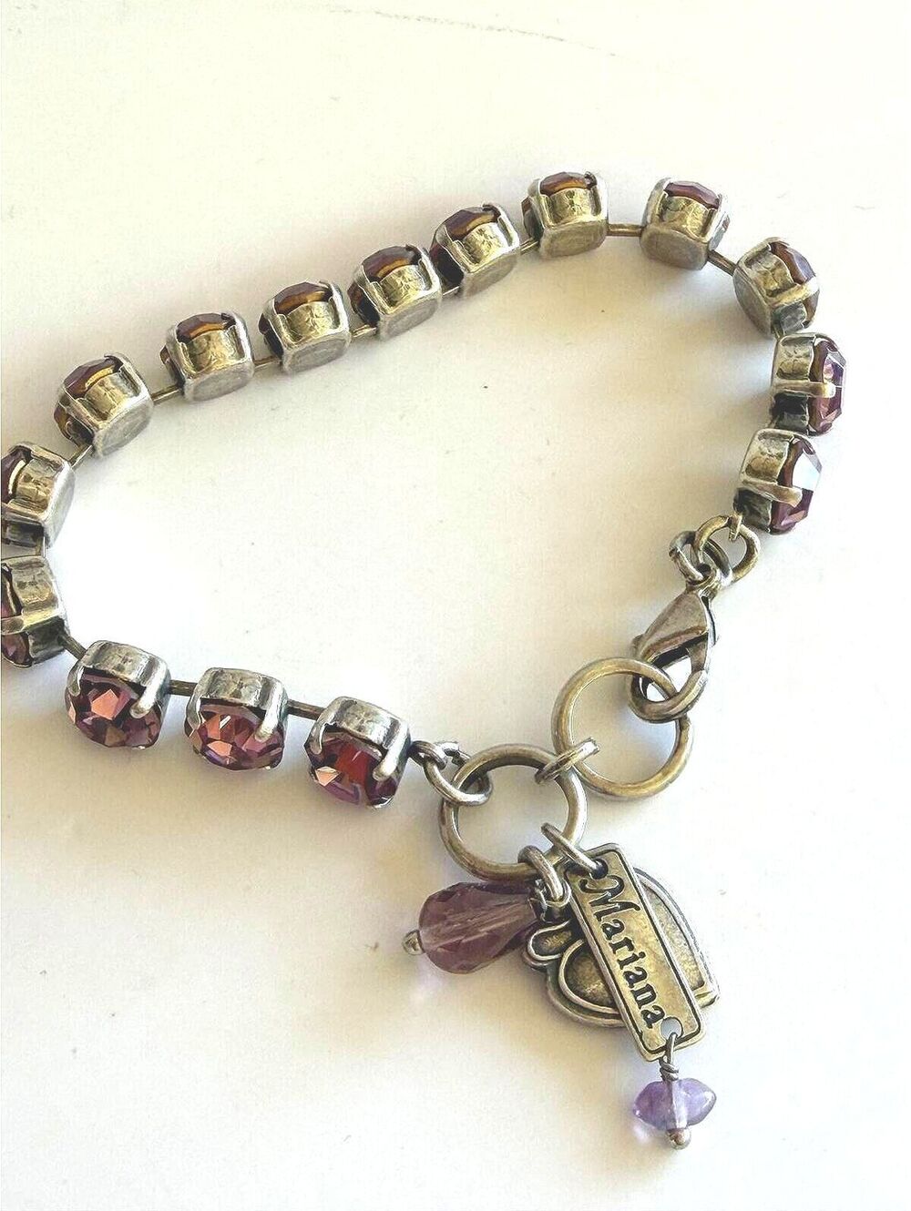 Mariana Purple Crystal Silver Tone Bracelet